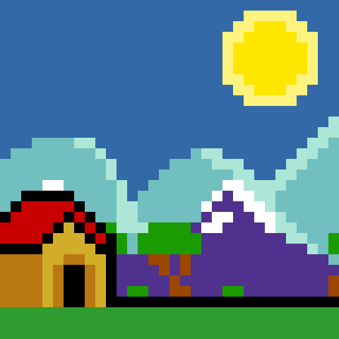 Mountain scene pixel animation